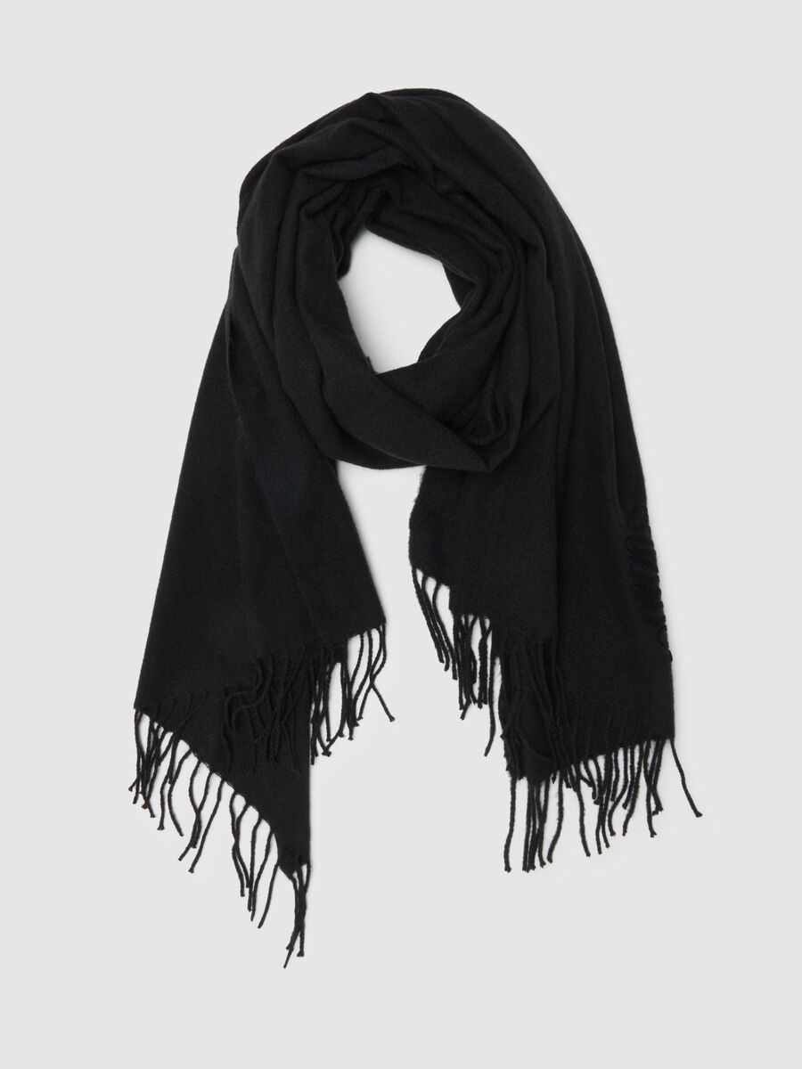 Sciarpa nera con frange_0