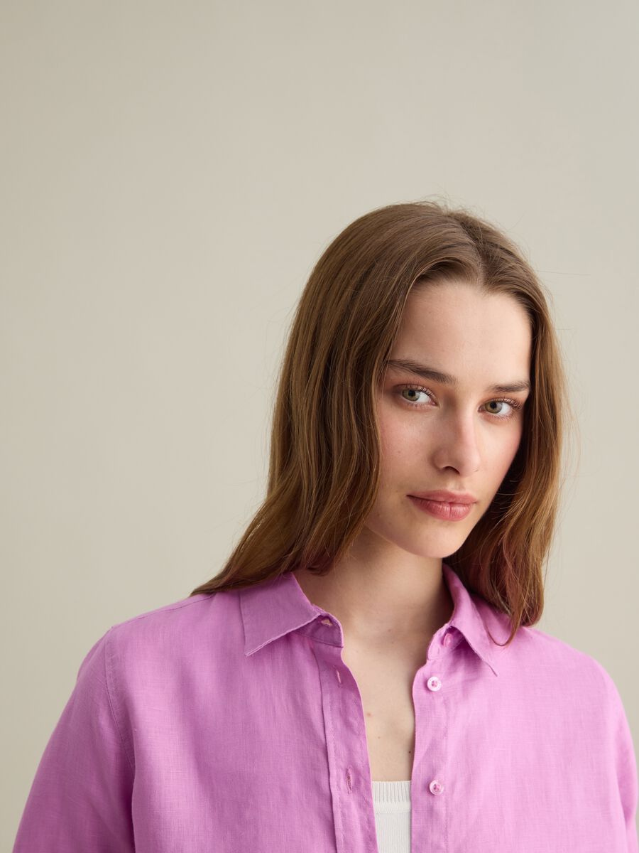 Regular-fit shirt in pink linen_2