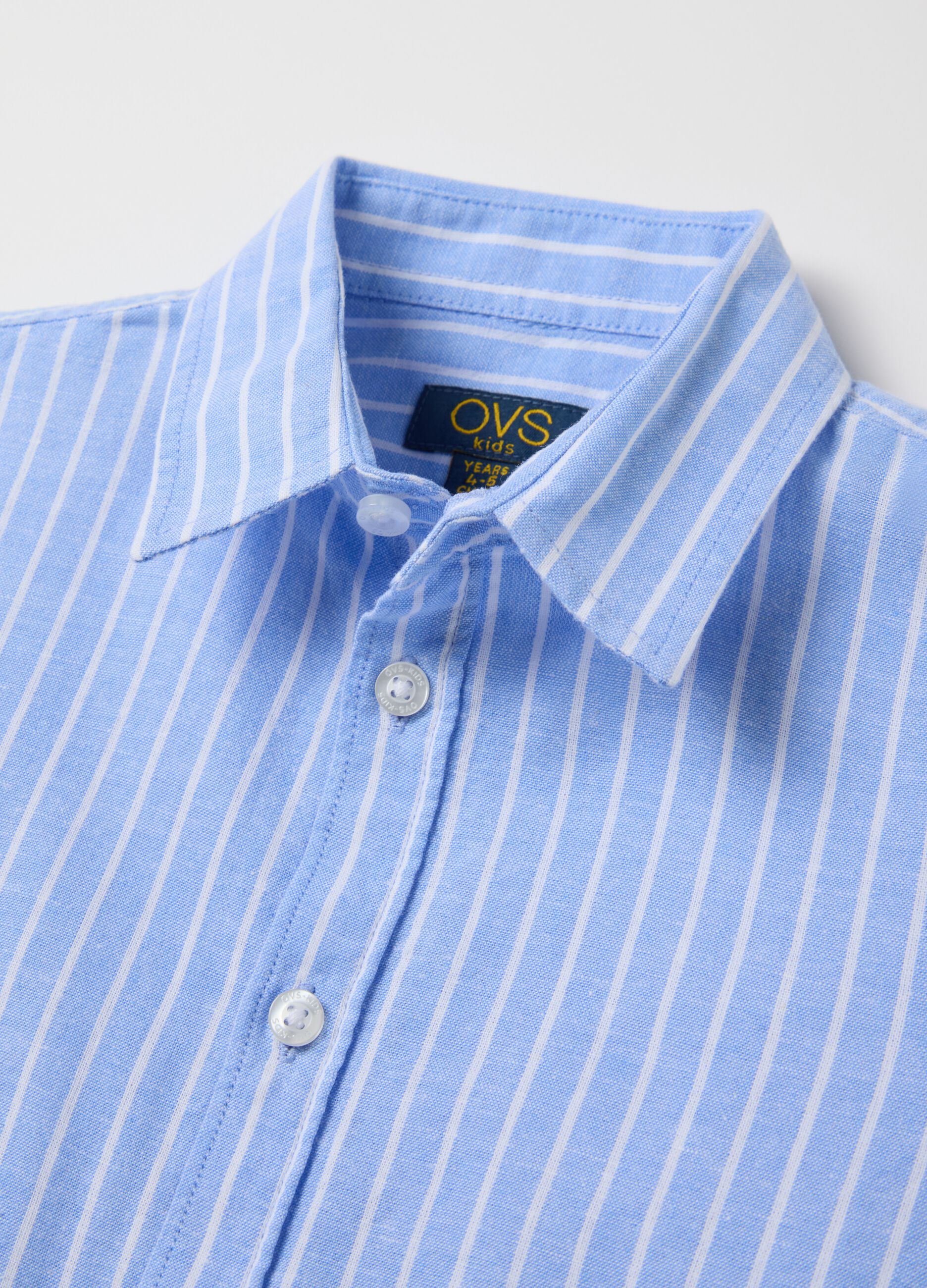 Light blue striped shirt in cotton and linen