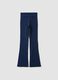 Blue flared leggings in stretch organic cotton for girls_3