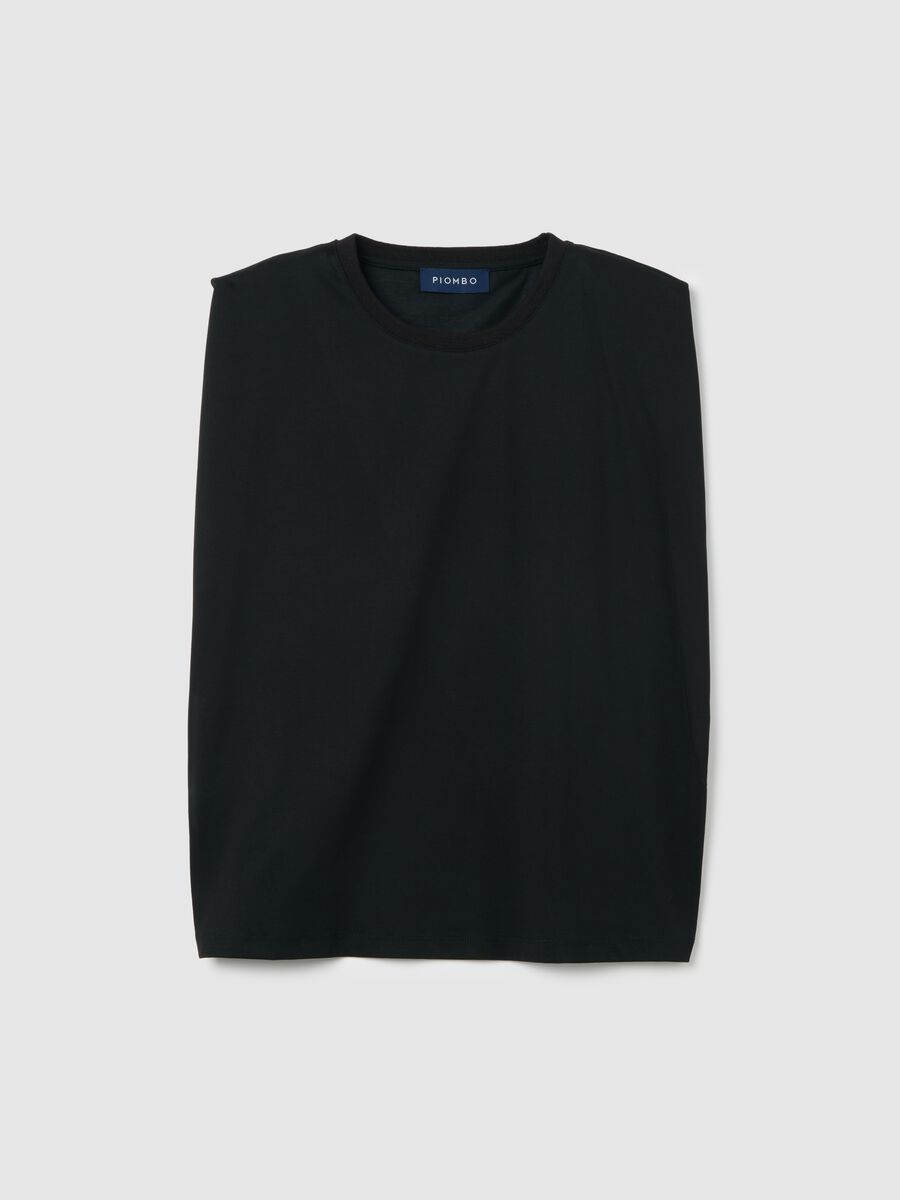 Black cotton blend T-shirt_4