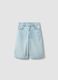 Light blue pure cotton denim shorts for girls, straight fit_0