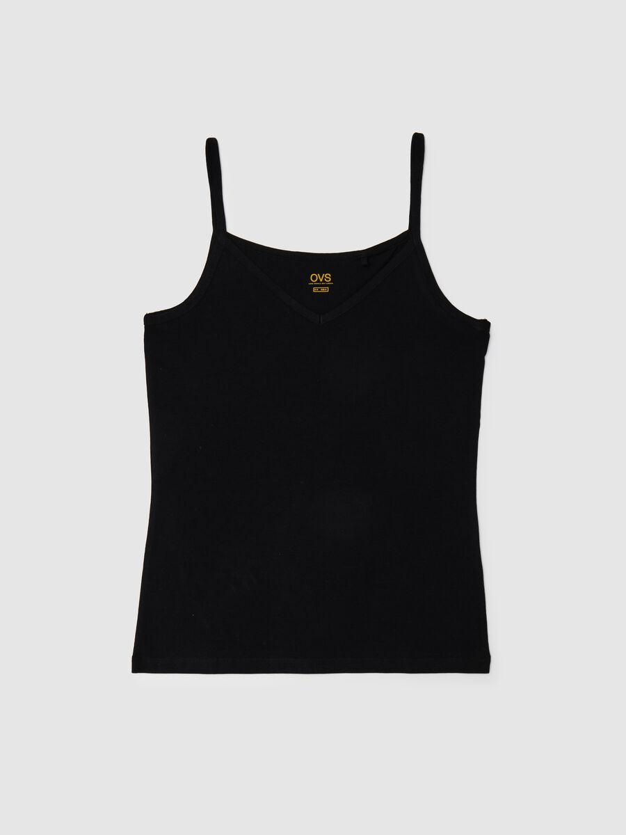 Top da donna in cotone elasticizzato nero regular fit_4