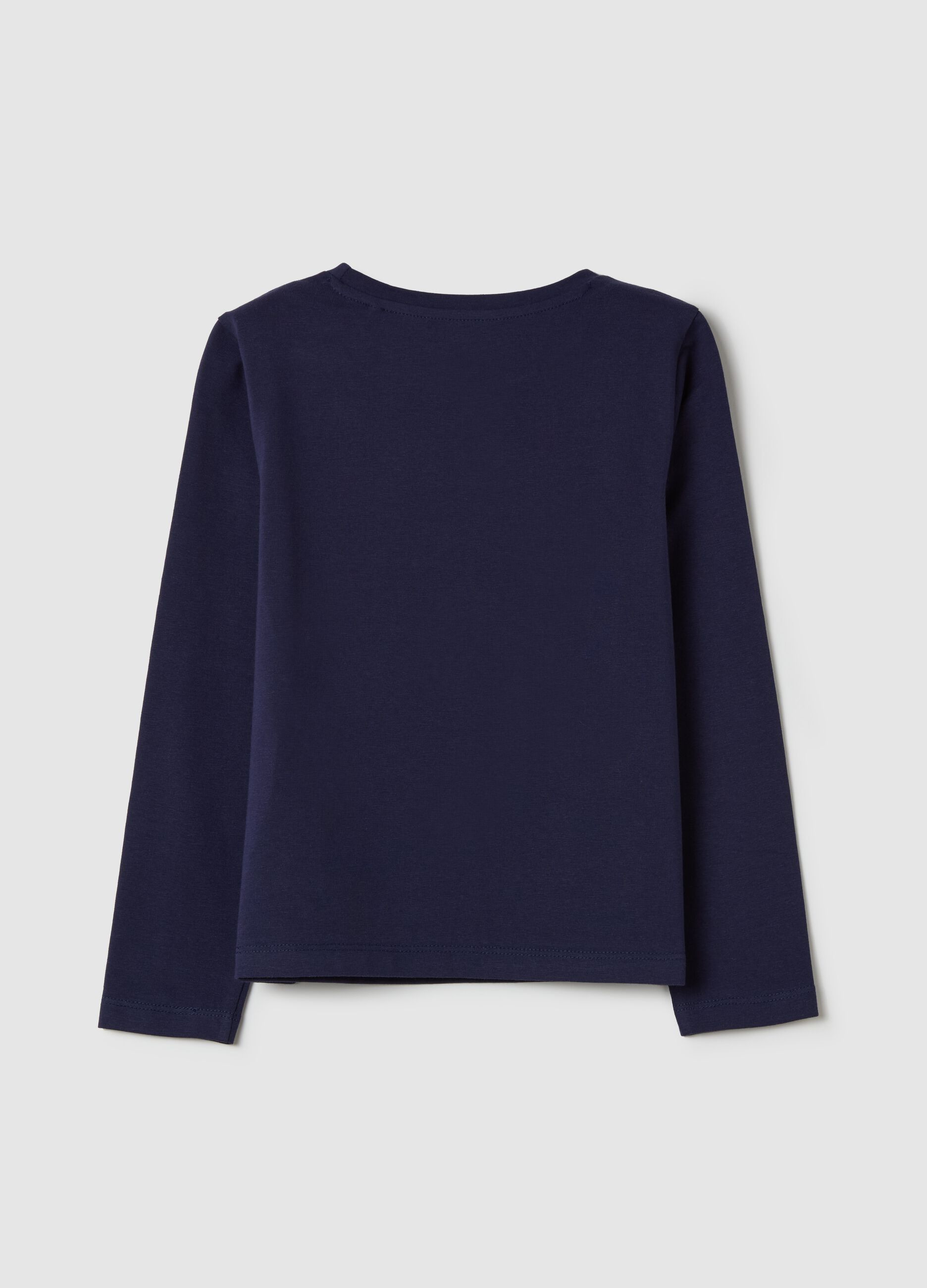 Long-sleeved T-shirt with diamanté flowers