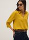 Yellow linen and viscose blend regular-fit shirt with V-neck_0