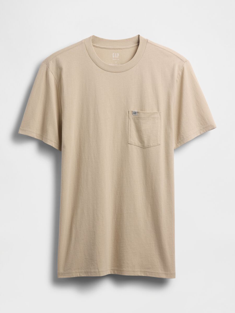 Beige Cotton Short Sleeve T-shirt_4