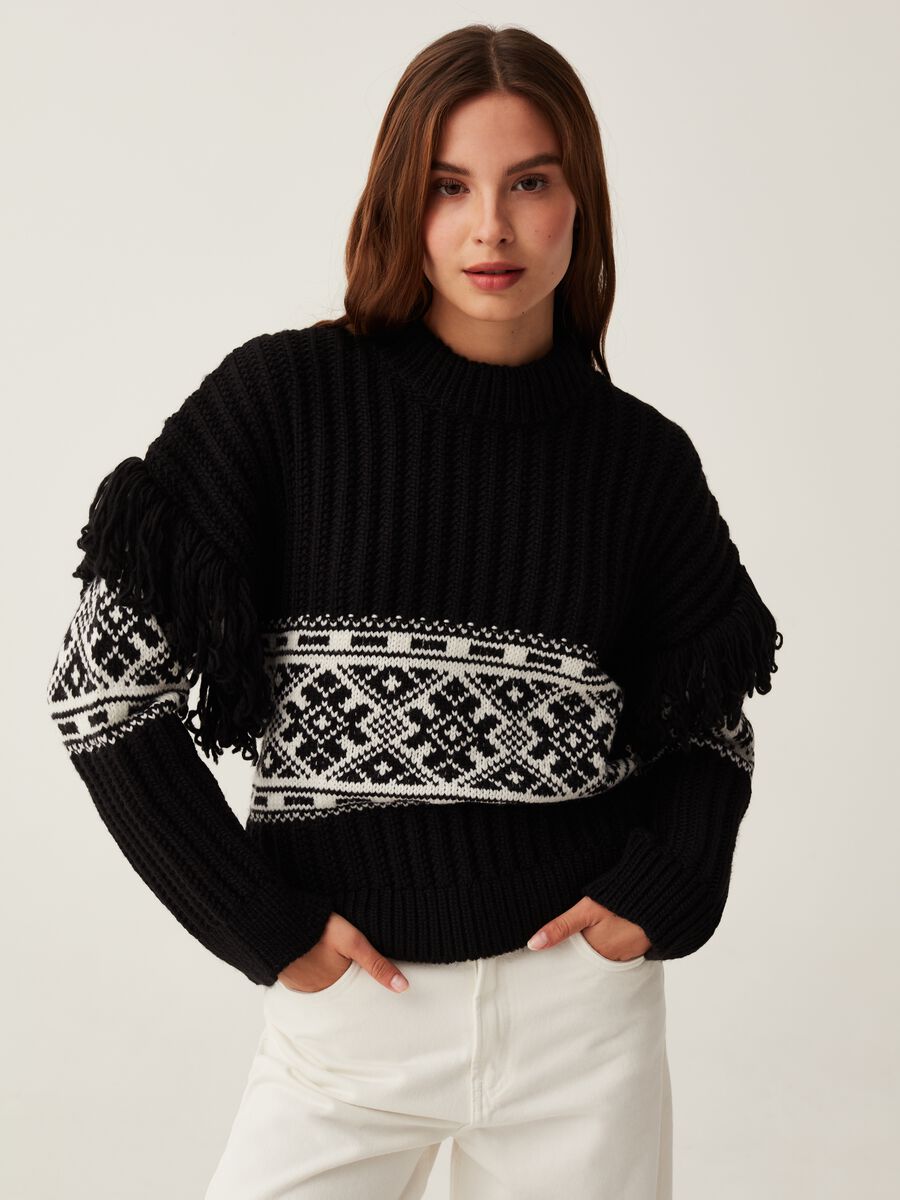 Pullover con disegno norvegese jacquard_0