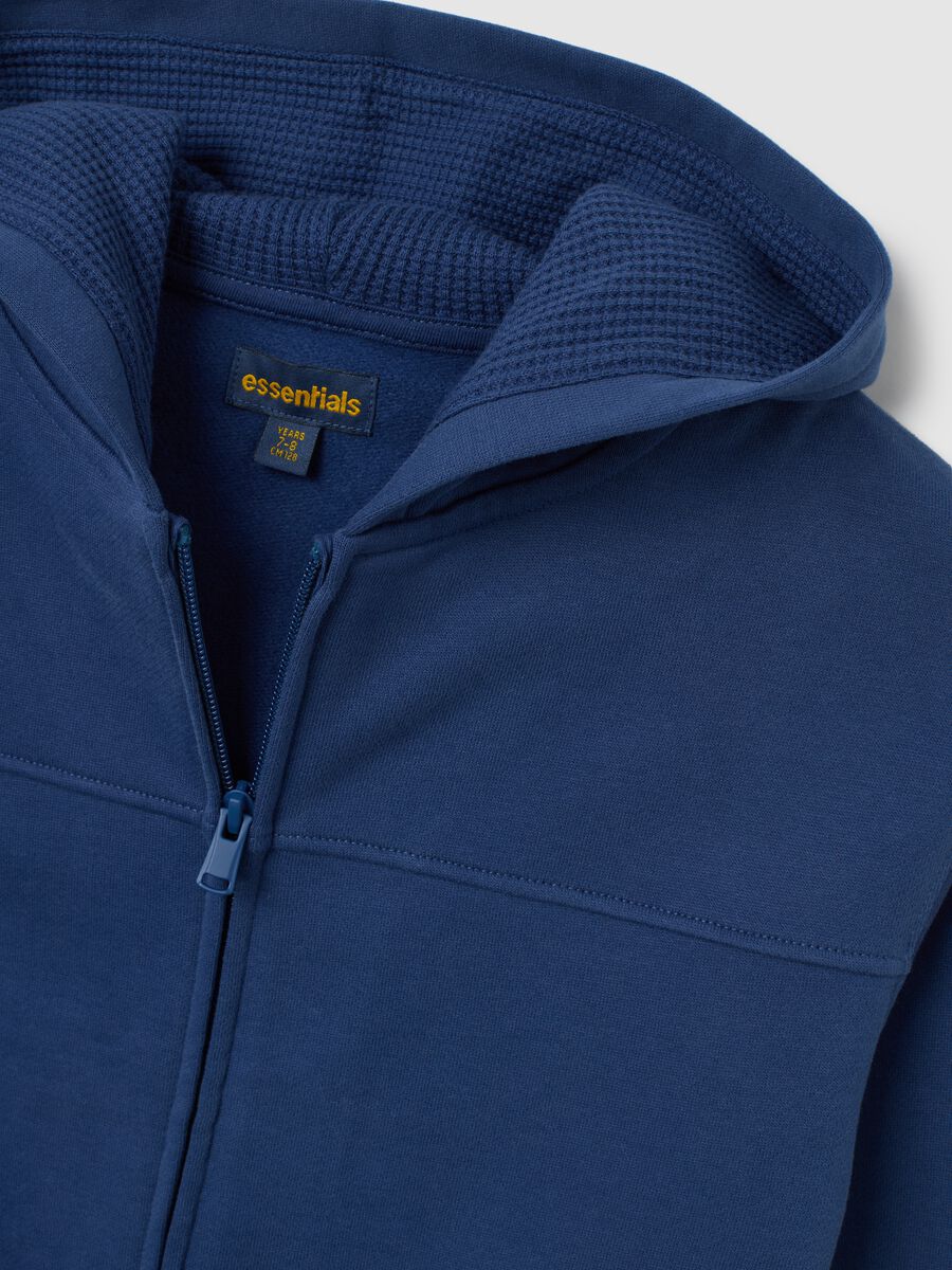 Kids' blue sweatshirt in pure cotton oversized fit with zip_2