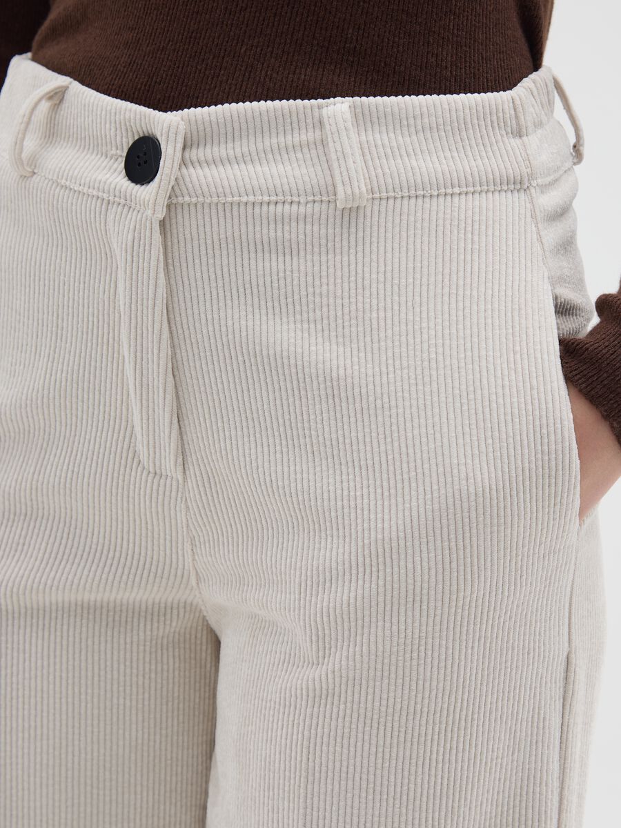 Regular fit beige corduroy trousers_3