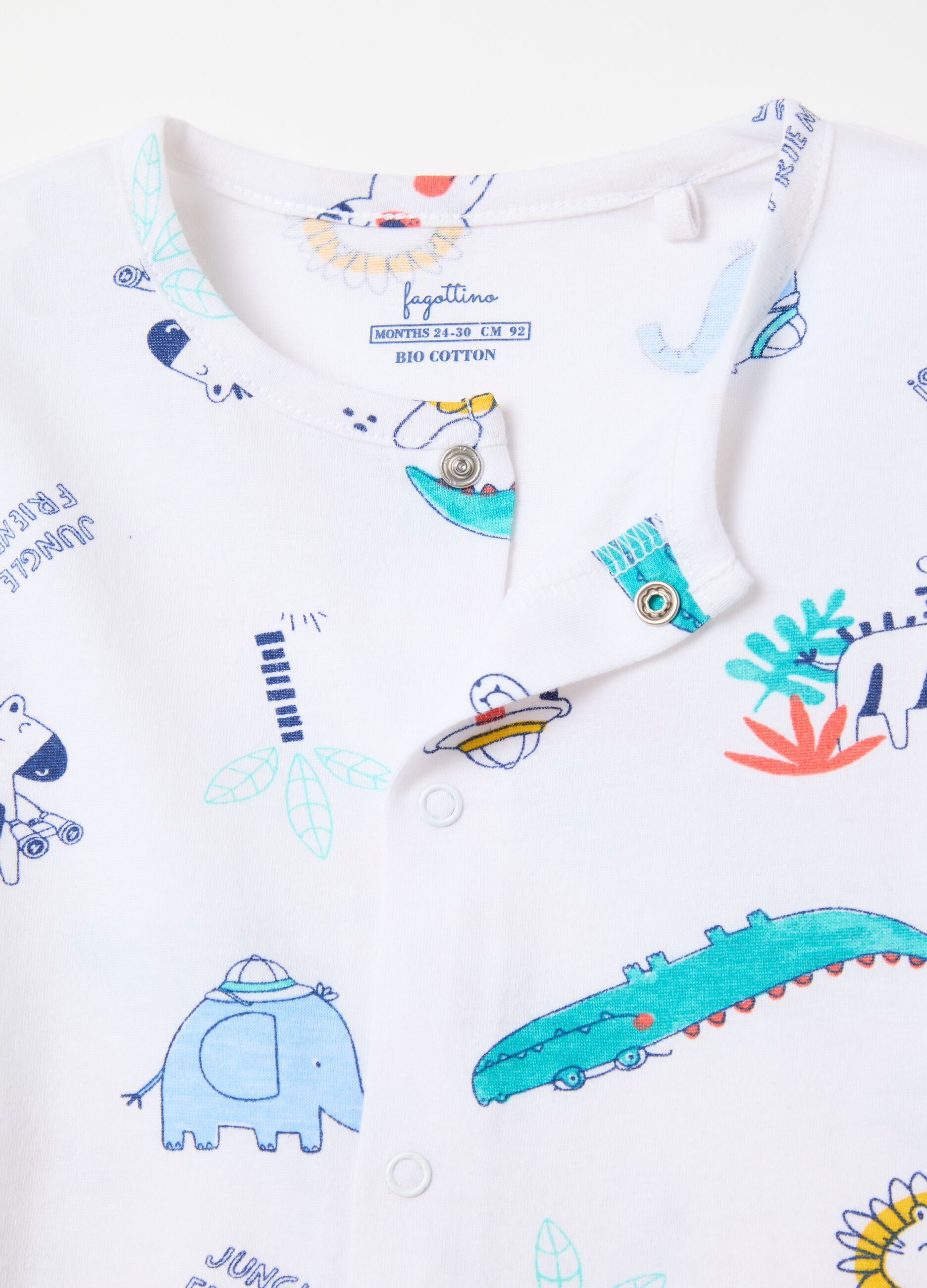 Two-pack white and light blue onesie in organic cotton with print