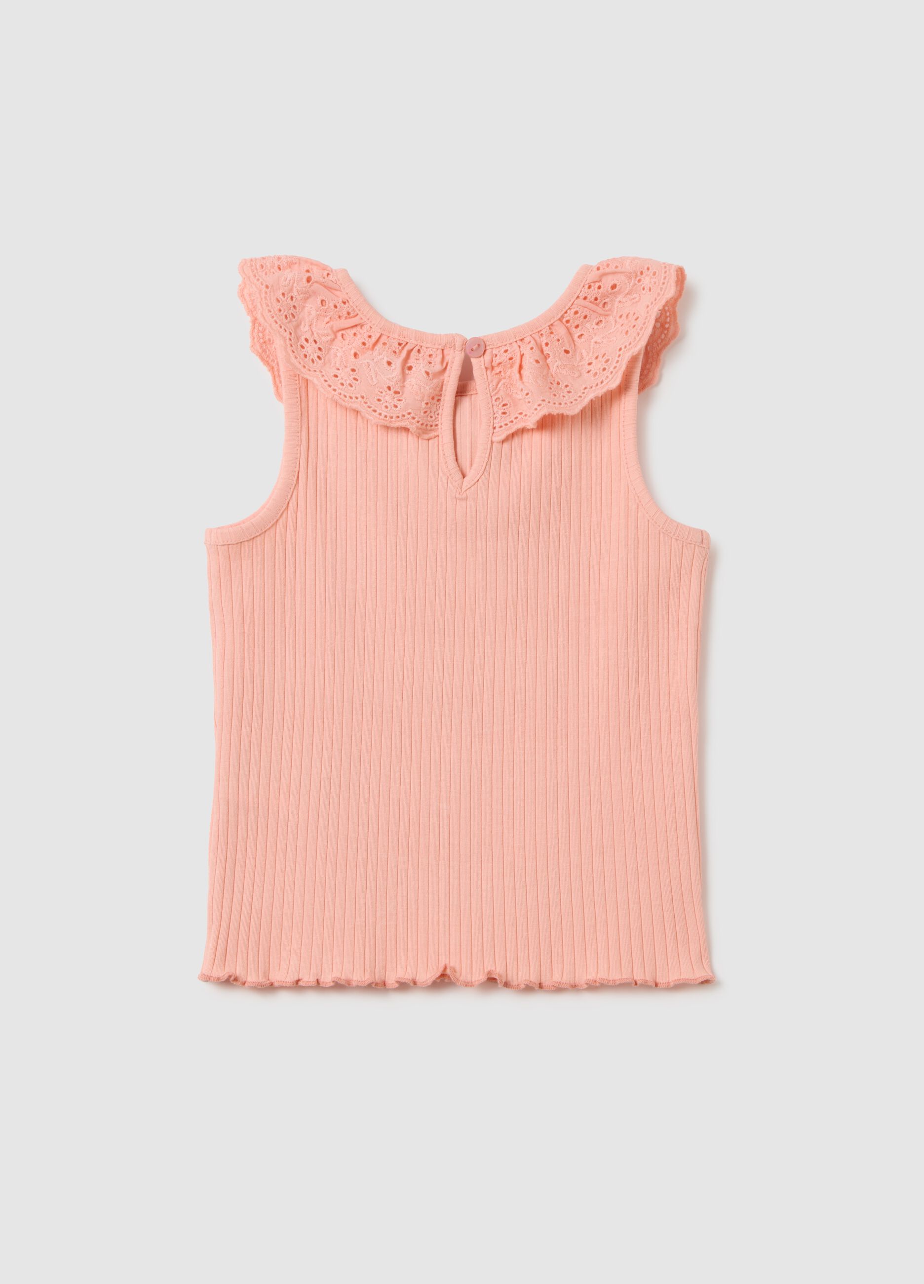 Girls' pink stretch cotton top, regular fit