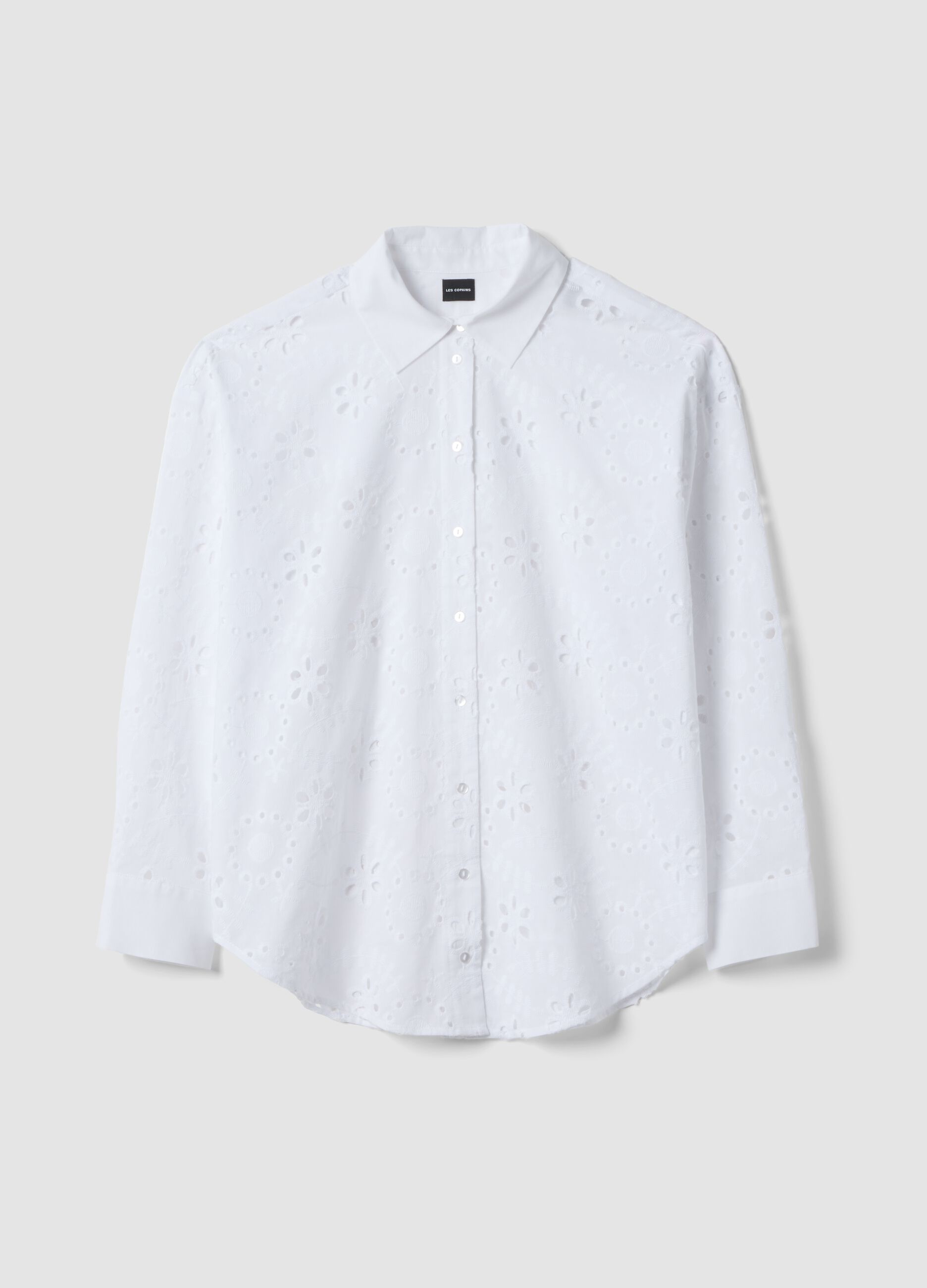 White pure cotton broderie anglaise shirt
