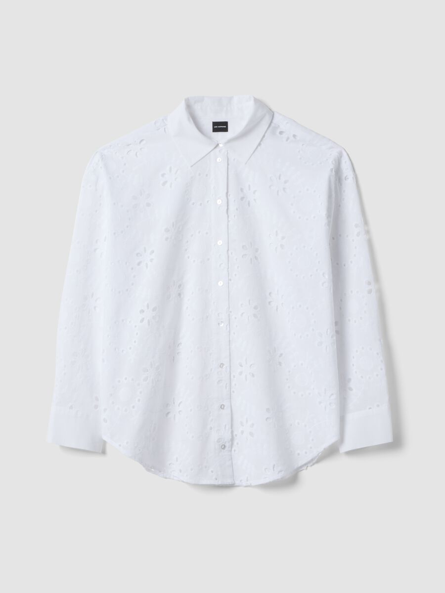 White pure cotton broderie anglaise shirt_0