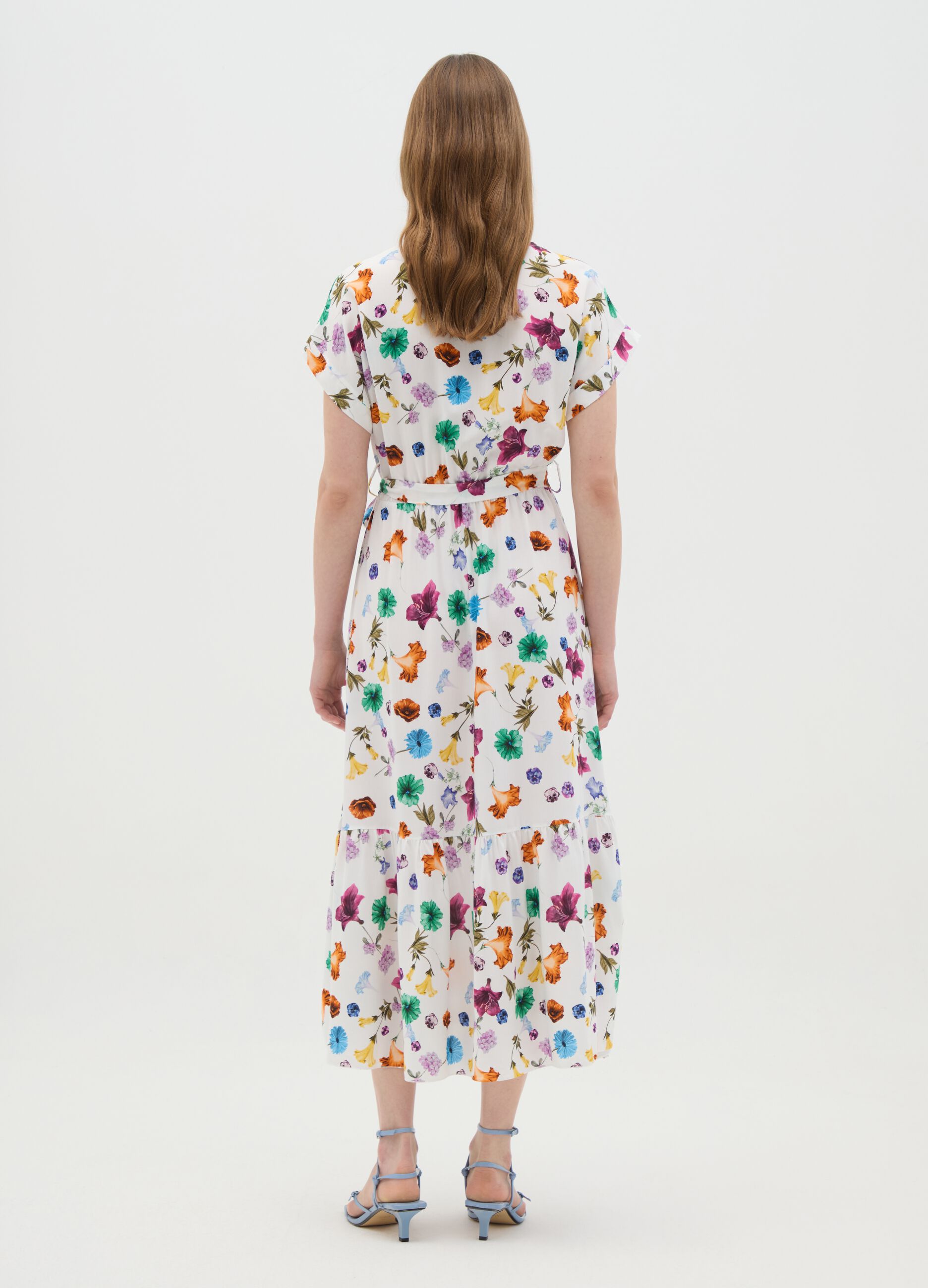 Women's long dress in multicolour viscose with regular fit