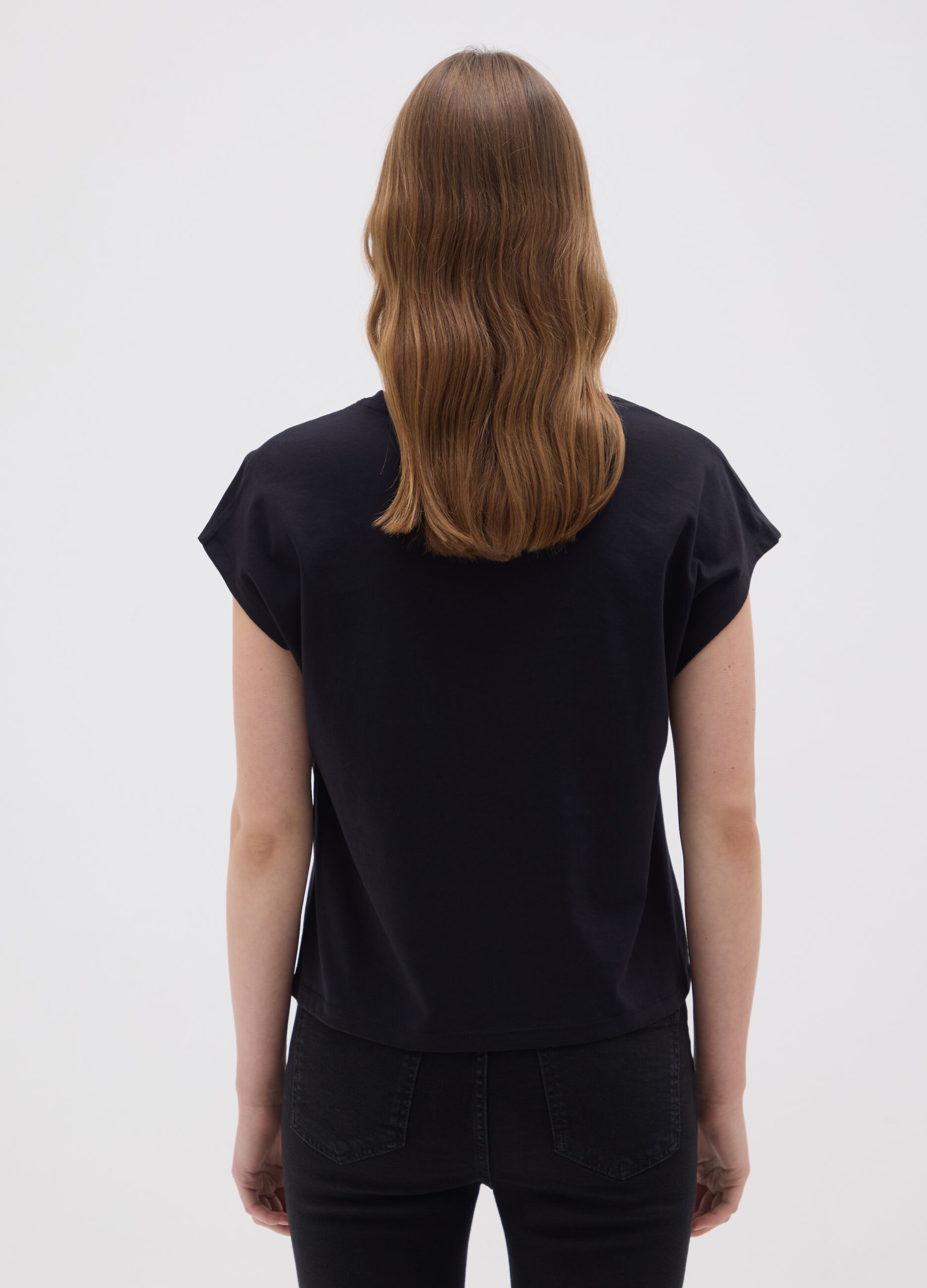 Women's Black Pure Cotton T-shirt