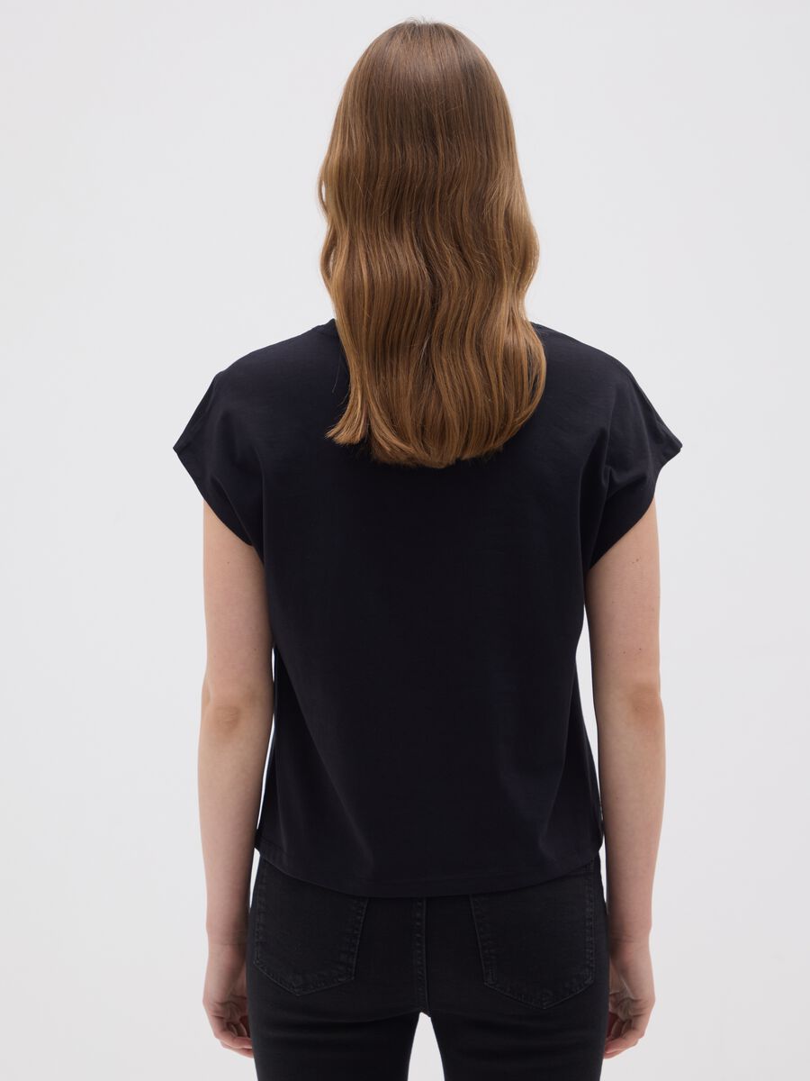 T-shirt da donna in puro cotone nero_2