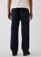 Pantaloni blu navy in puro cotone con tasche applicate_4