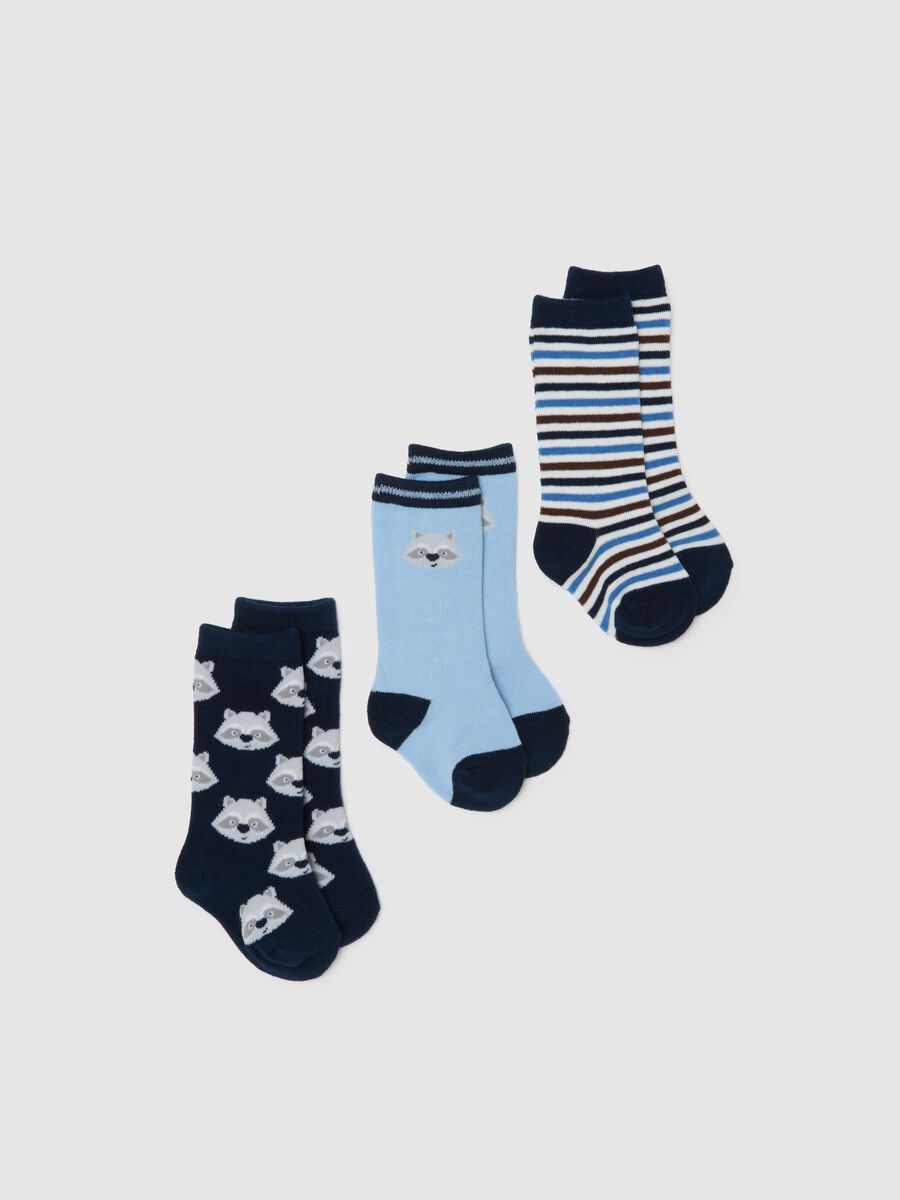 Newborn socks tripack in multicolour stretch cotton blend_0