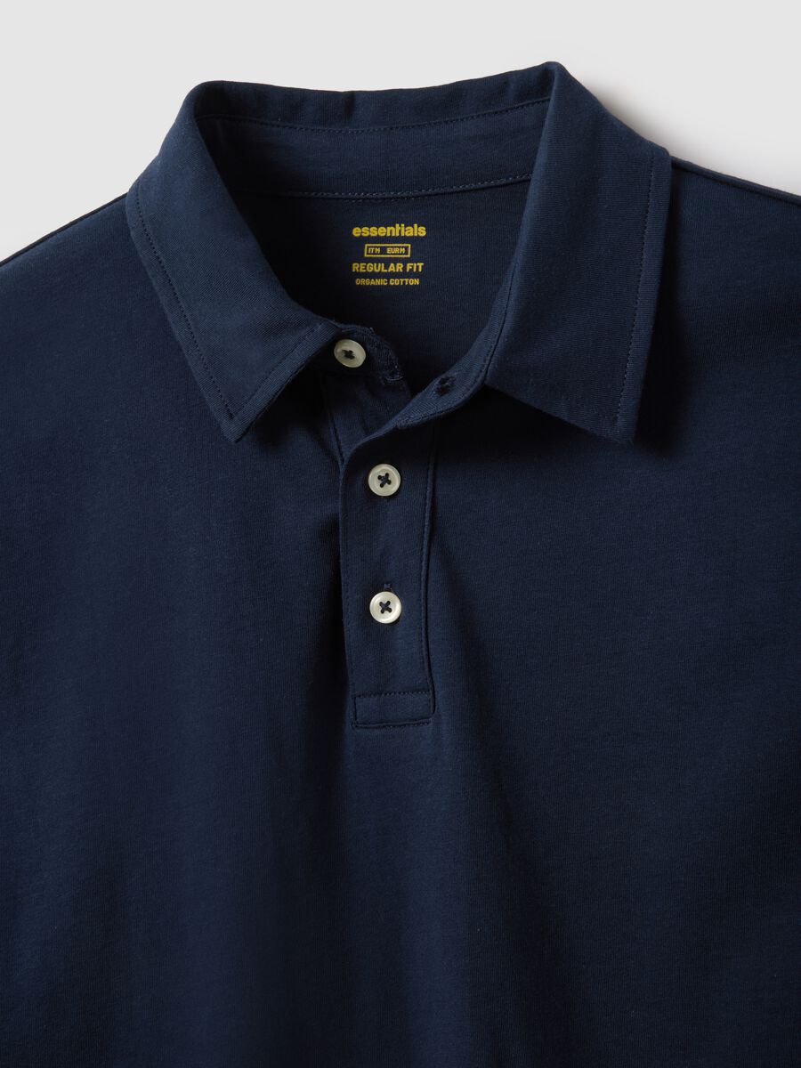 Long sleeve blue pure cotton polo &ndash; regular fit_5