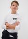 White pure organic cotton T-shirt with "Hyped" print for boys_0