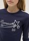 T-shirt in cotone elasticizzato blu da ragazza slim fit con stelle_2