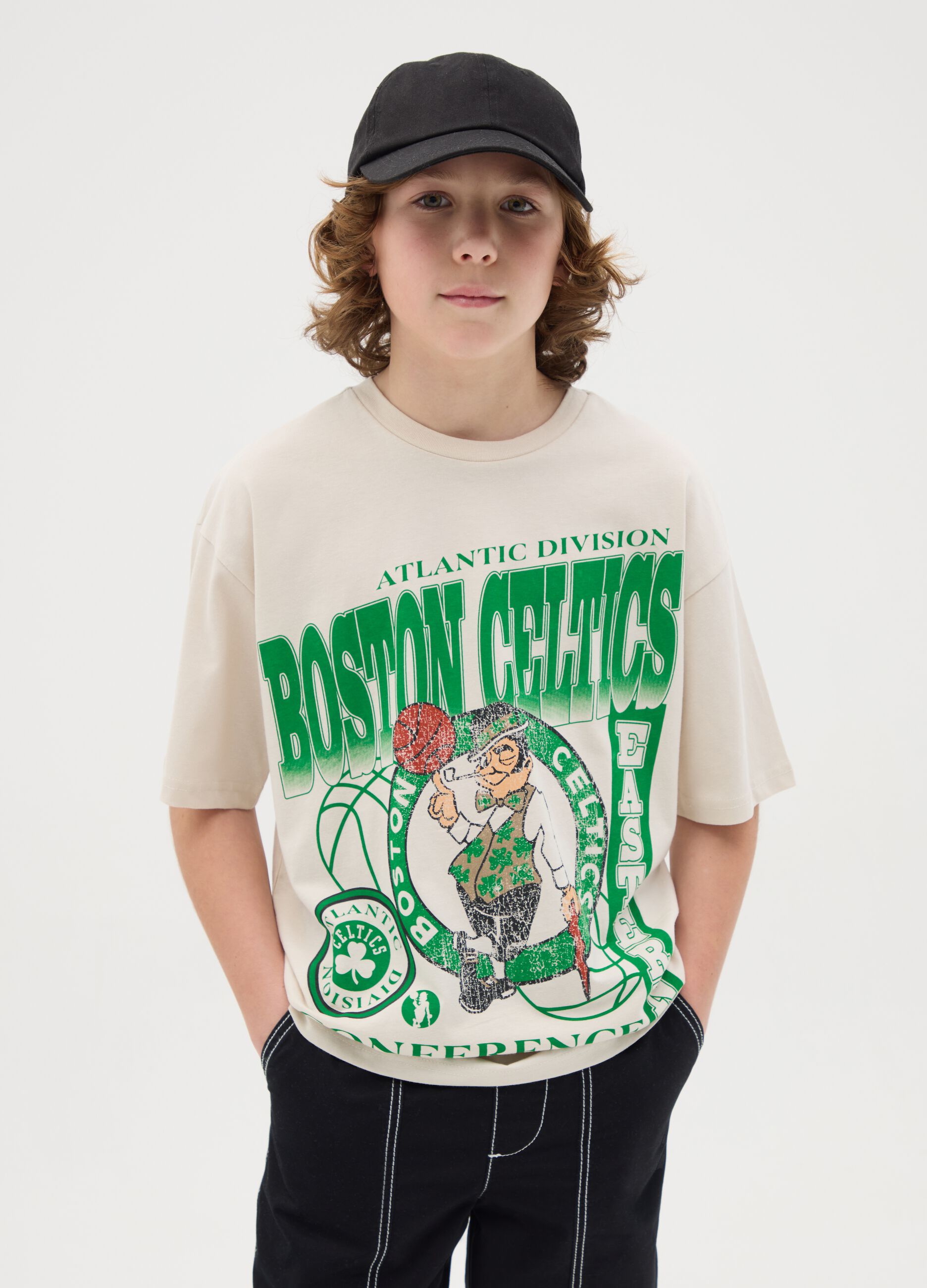 Cotton T-shirt with NBA Boston Celtics print