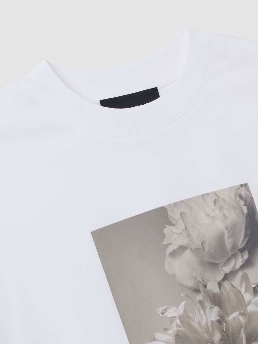 Maglia in puro cotone bianca regular fit con stampa_1