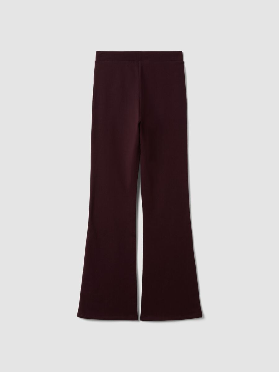 Plum purple flared leggings in stretch cotton_2