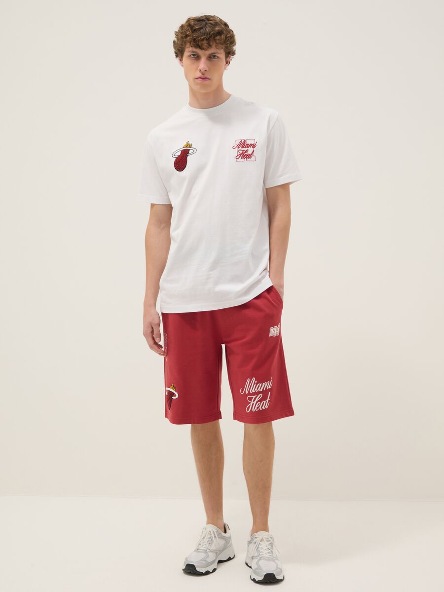White pure cotton T-shirt with embroidered Miami Heat logo_2