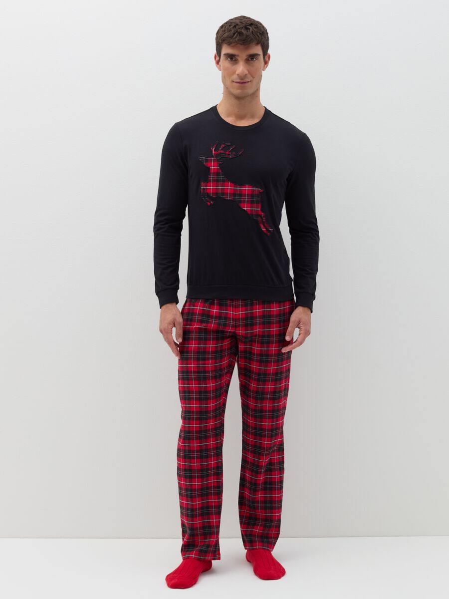 Pyjamas with tartan pattern and animal patch_0