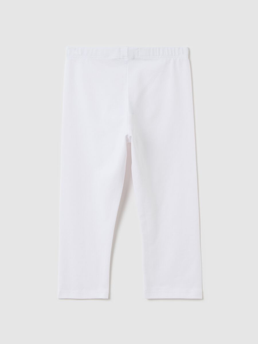 OVS Kids White Cotton Stretch Leggings_1