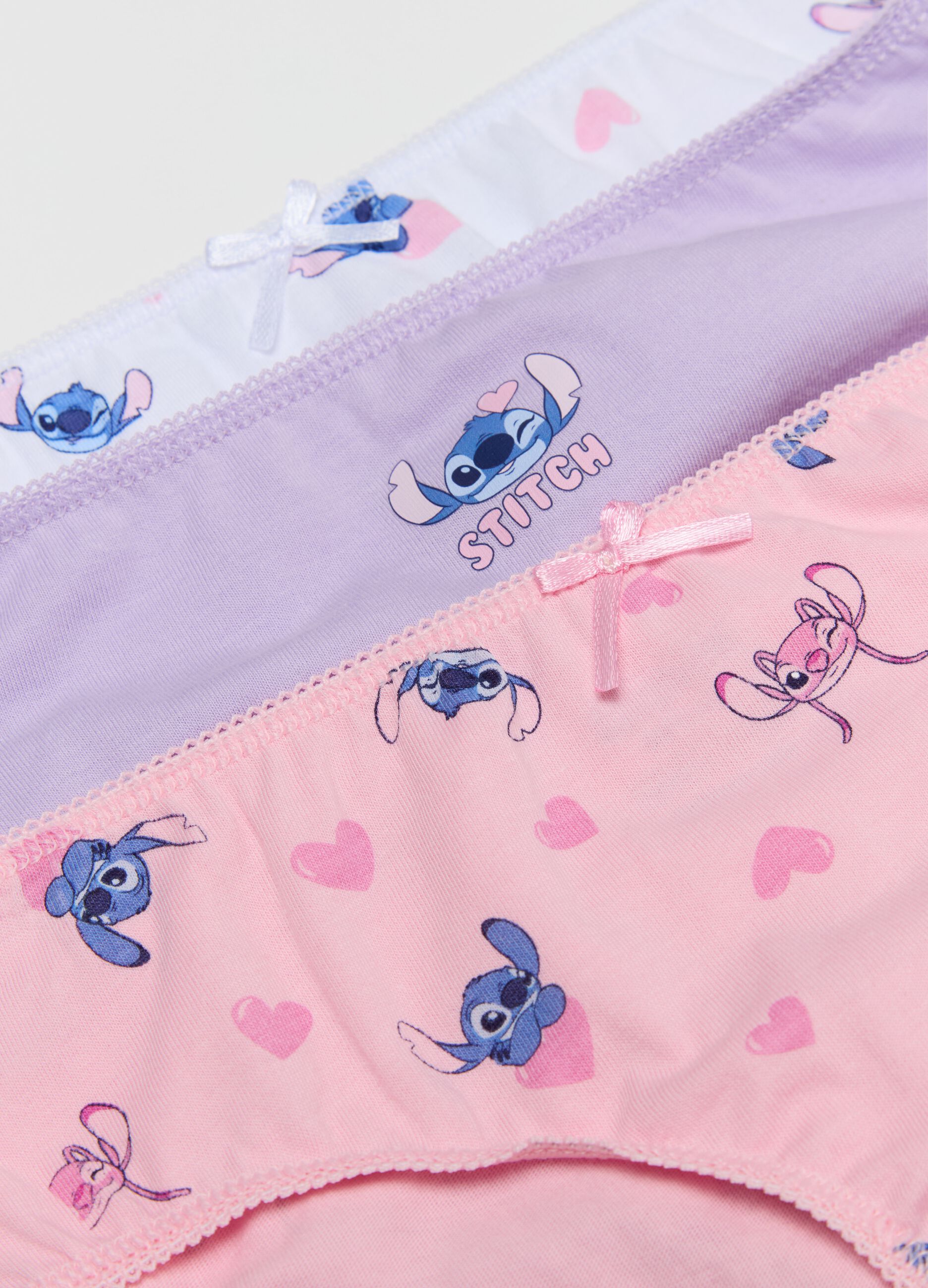 Set cinque slip in cotone stampa Angel & Stitch