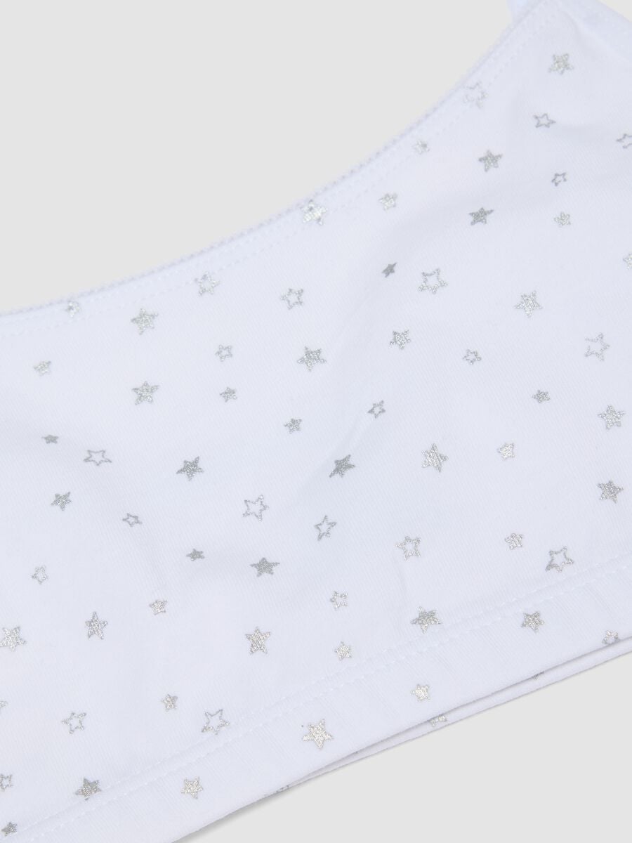Bipack di bralette bianchi in cotone organico elasticizzato per bambina_3