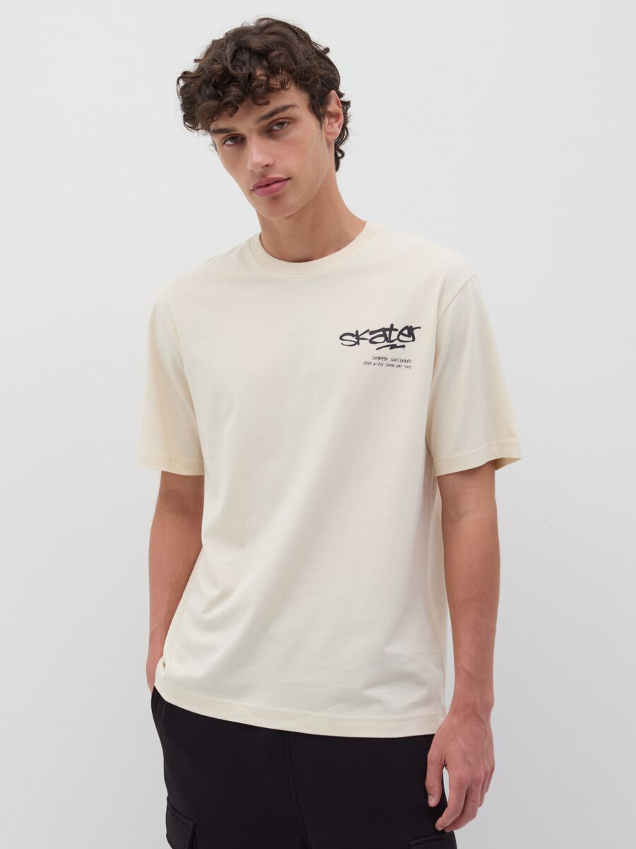 Cotton round neck T-shirt with print_0