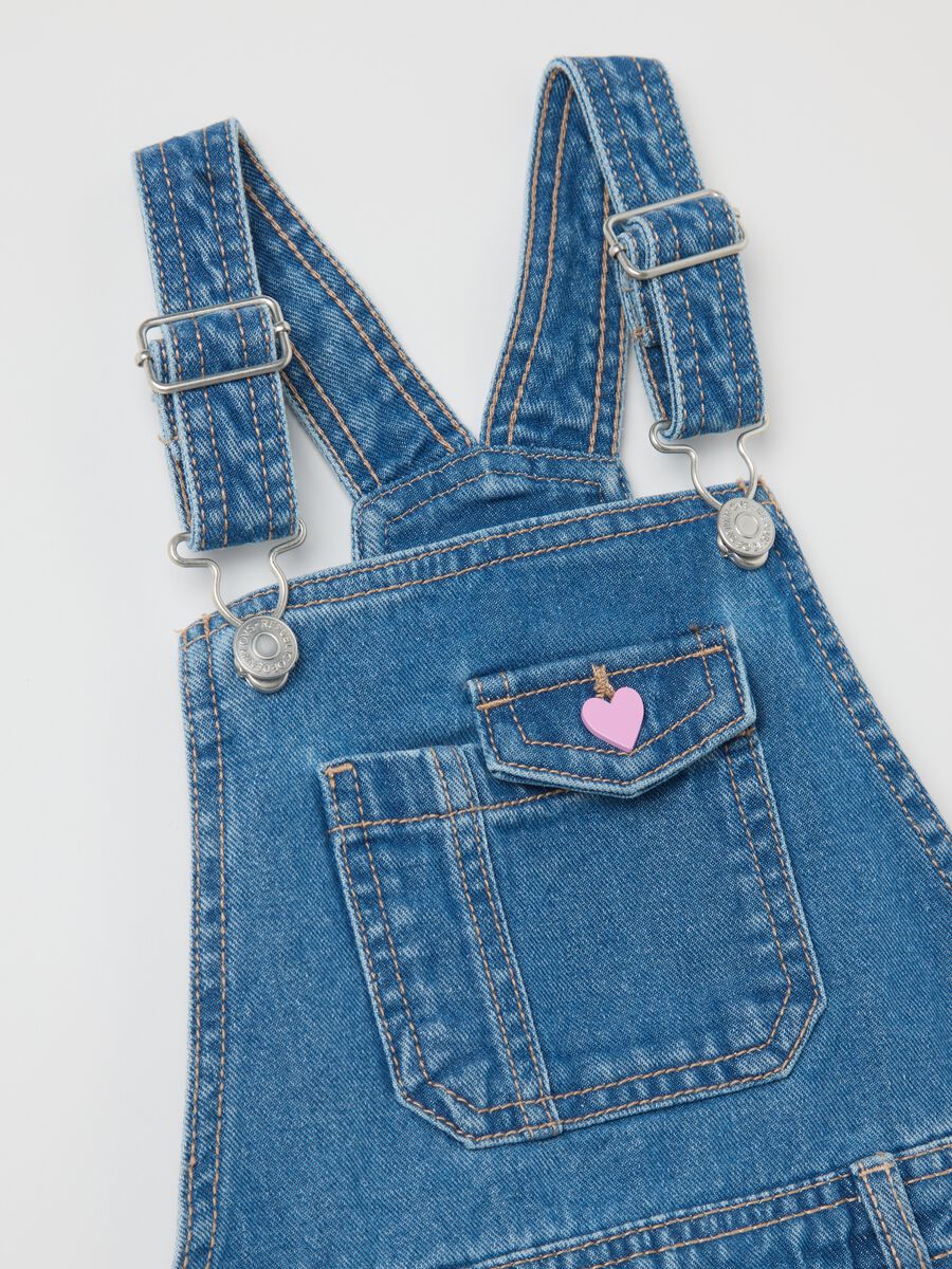Denim pinafore with "Love" patch and diamantés_2