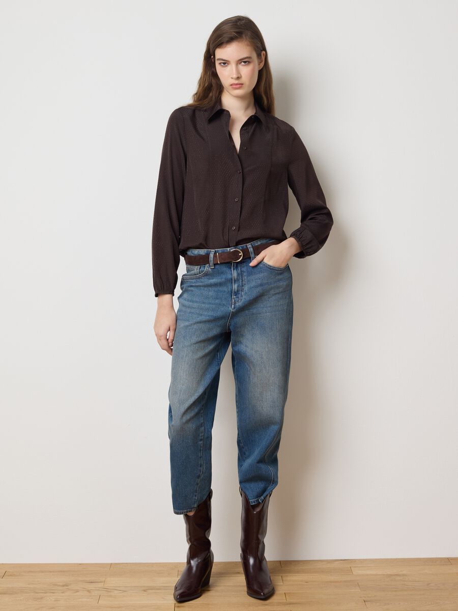 Brown Satin Regular Fit Shirt_2