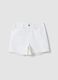 White stretch-cotton denim shorts, regular fit_4