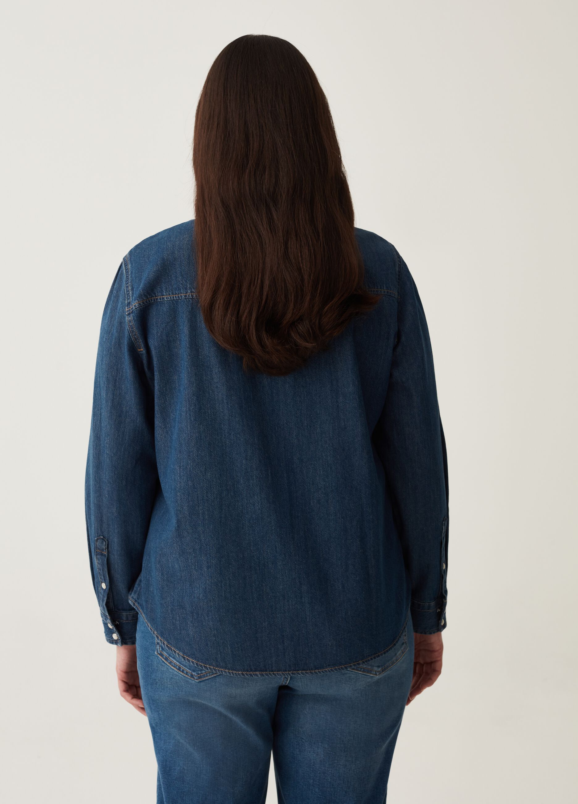 Camicia in denim con bottoni perlati Curvy_2