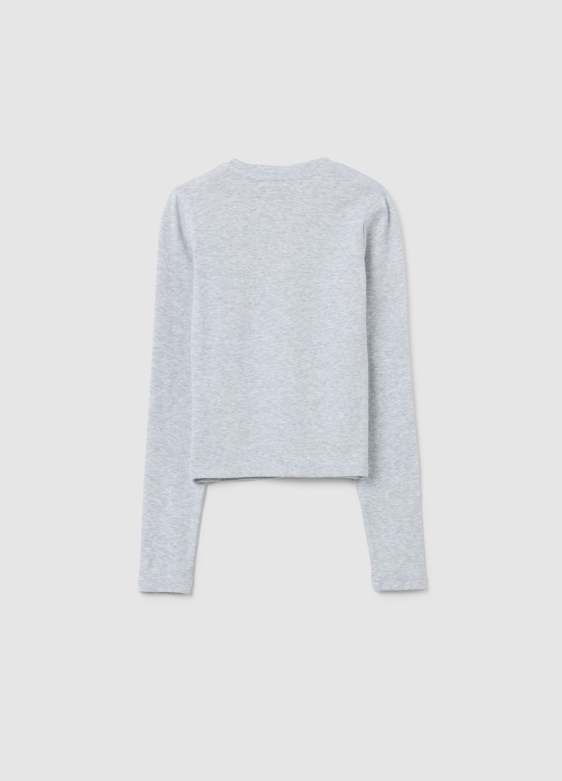 Girls' grey cotton blend long sleeve top regular fit