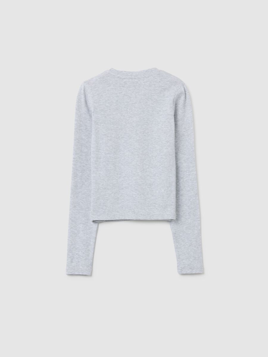 Girls' grey cotton blend long sleeve top regular fit_4
