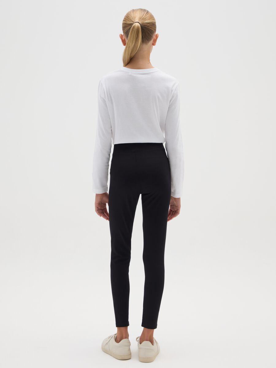 Girls' black stretchy cotton skinny leggings_2
