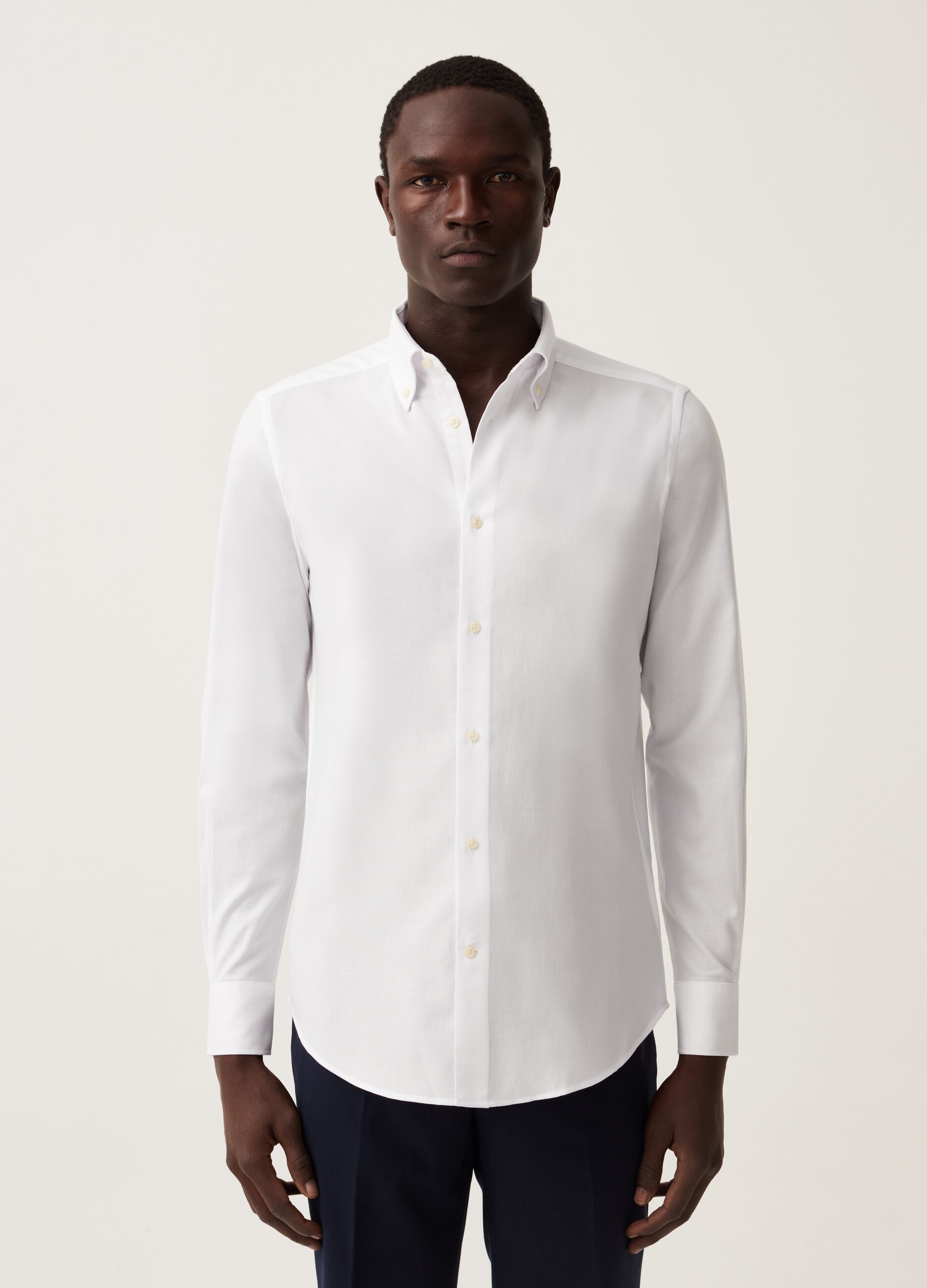 Slim-fit easy-iron shirt in oxford cotton