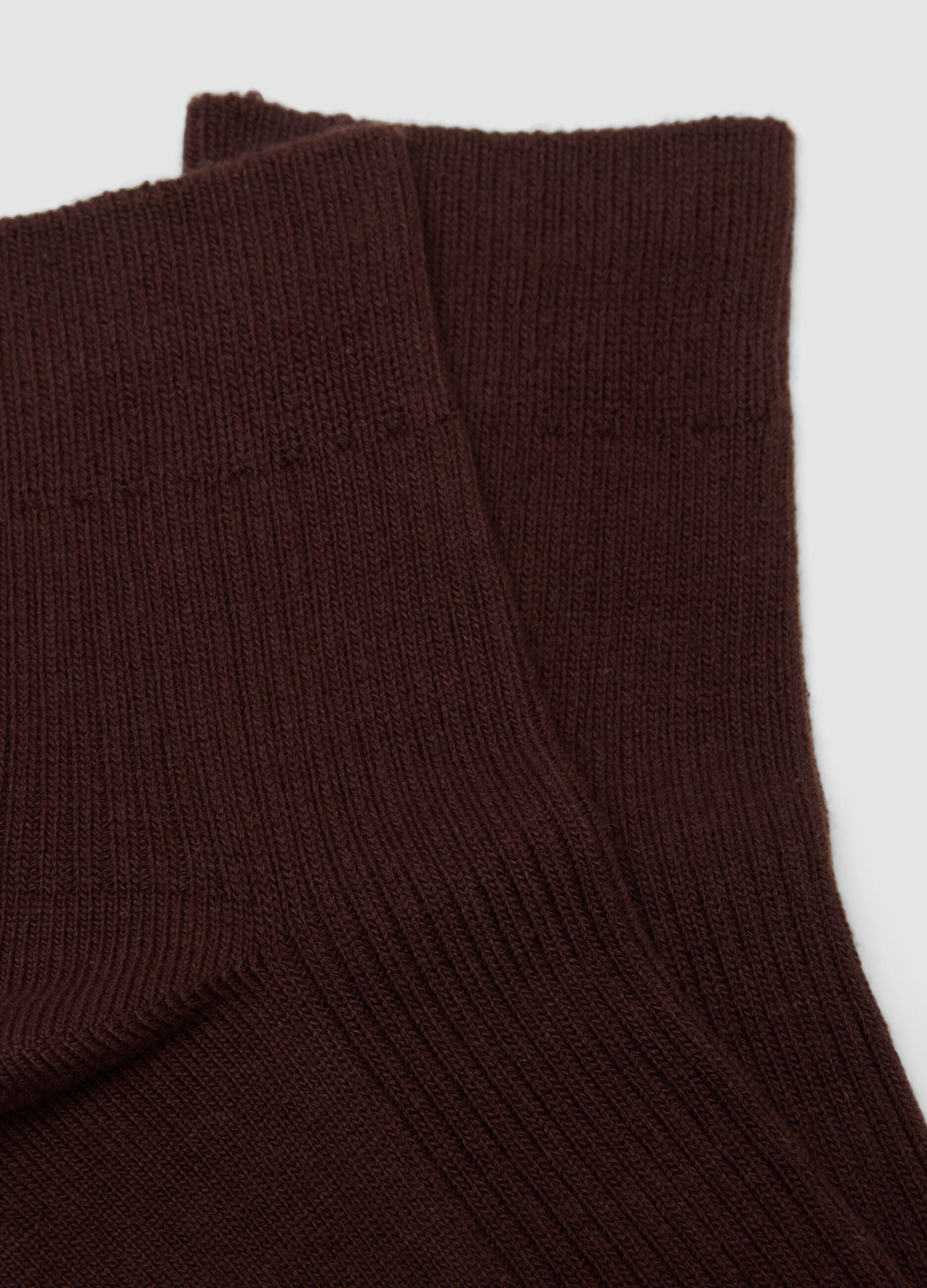 Brown ankle socks in stretch cotton