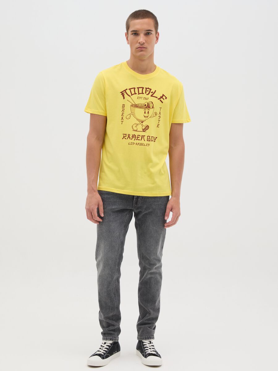 Yellow T-shirt with Ramen Boy Print by Ovs_1