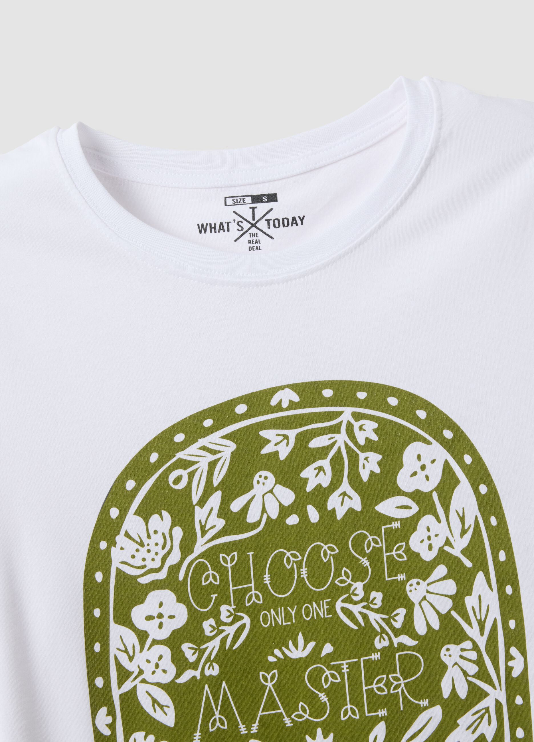 Regular fit white pure cotton T-shirt with print