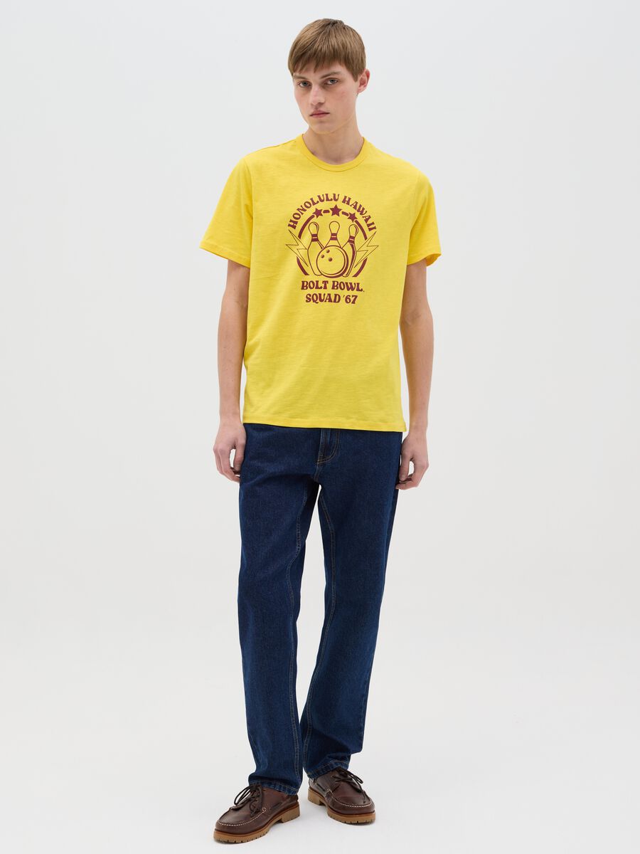 Cotton T-shirt with bowling motif print_1