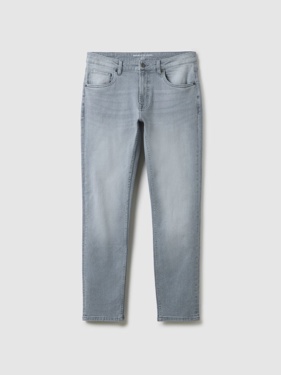 Slim fit stretch cotton grey jeans_4