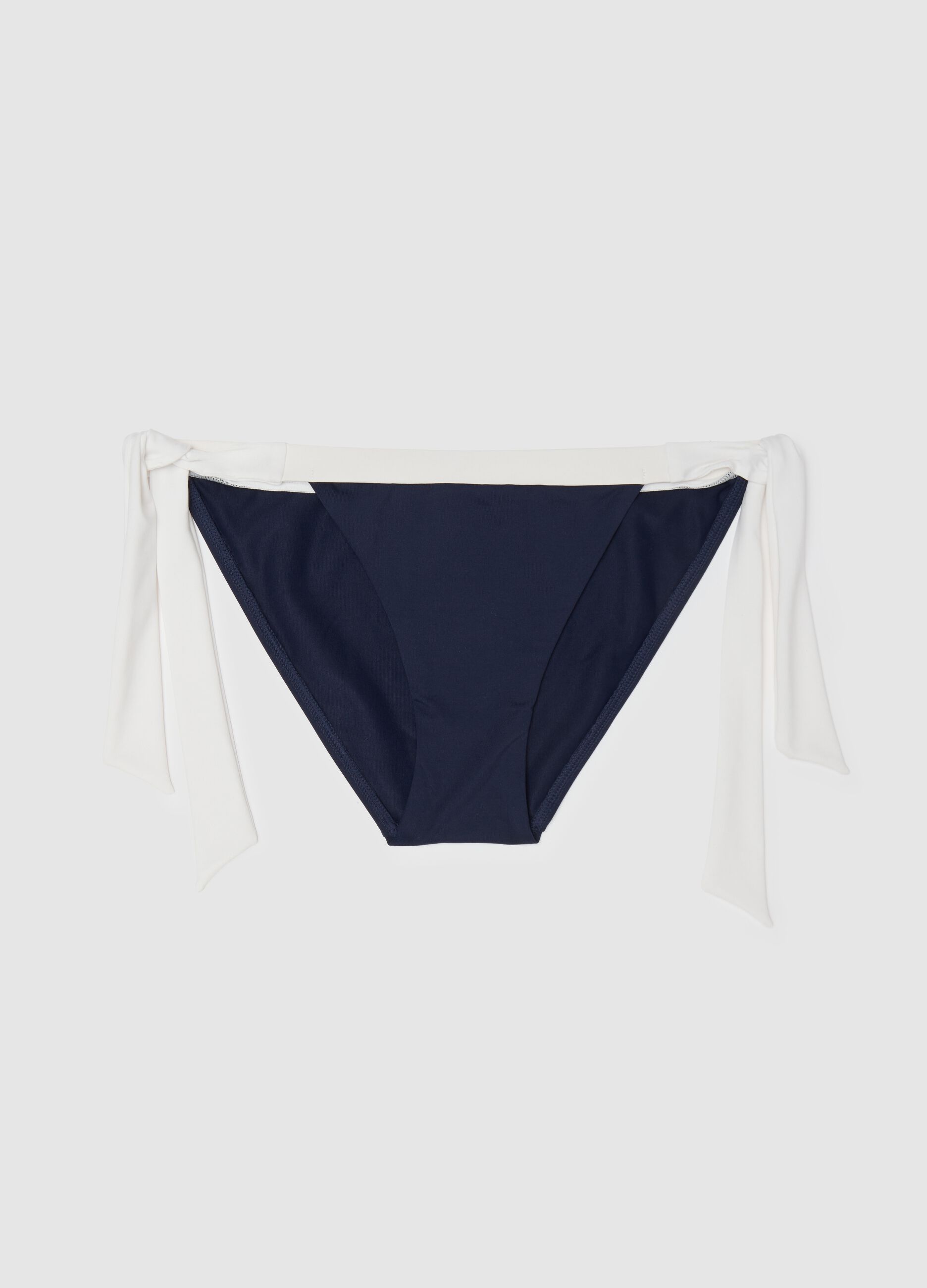 Women’s bikini briefs in multicoloured stretch fabric with ties