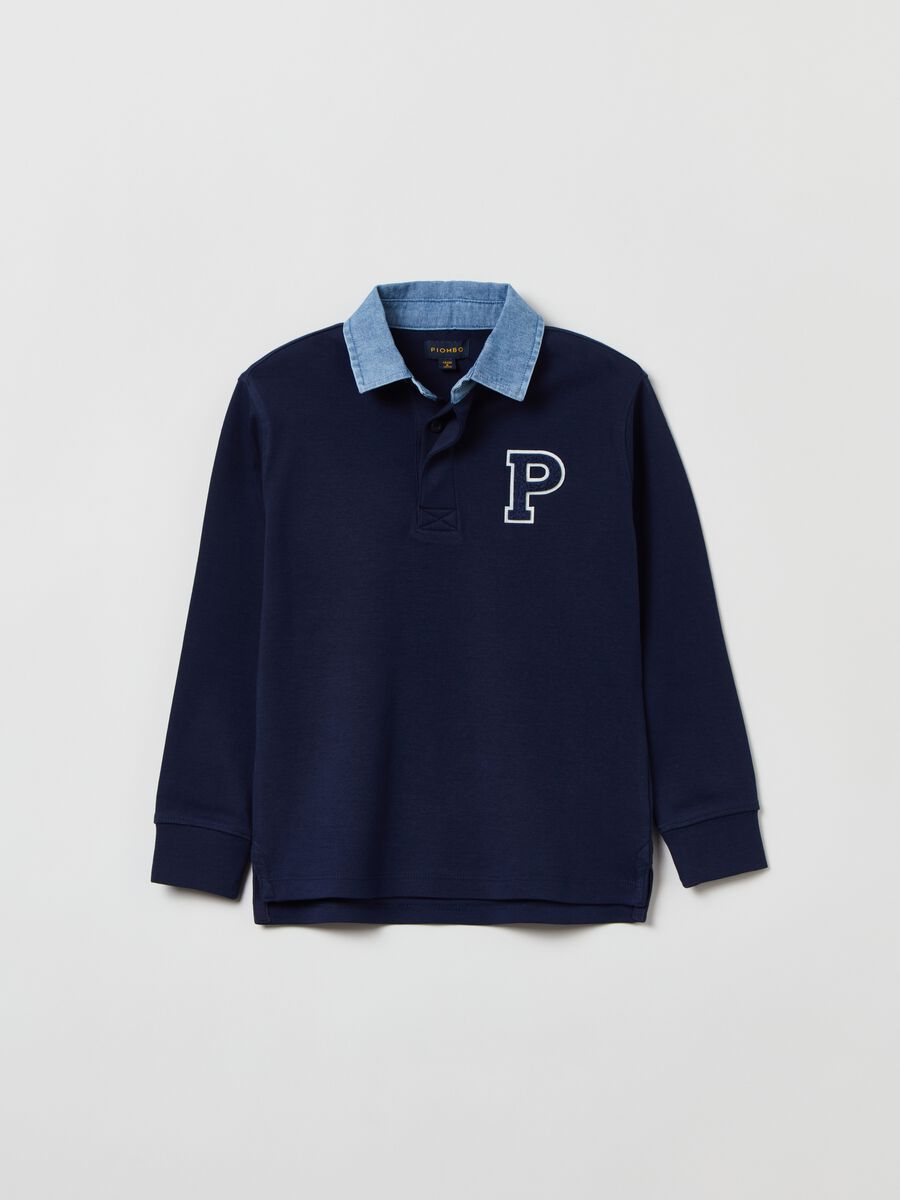 Polo a maniche lunghe con patch boucle_3
