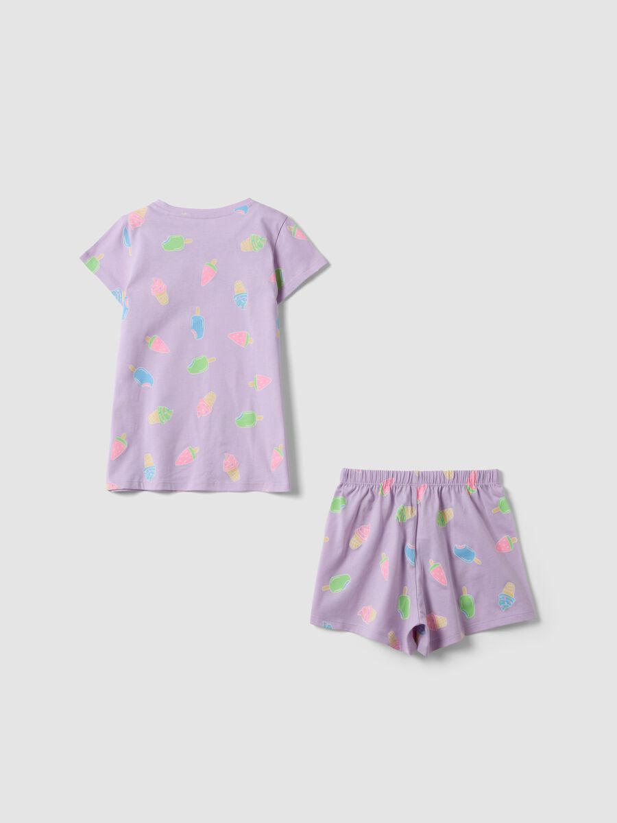 Purple organic cotton pyjamas with all-over print_1